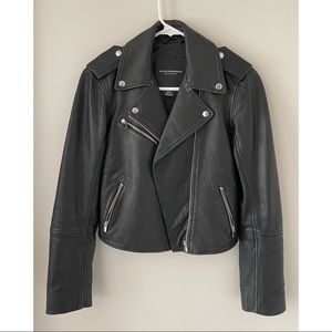 Club Monaco Gracella Black Leather Jacket, XS